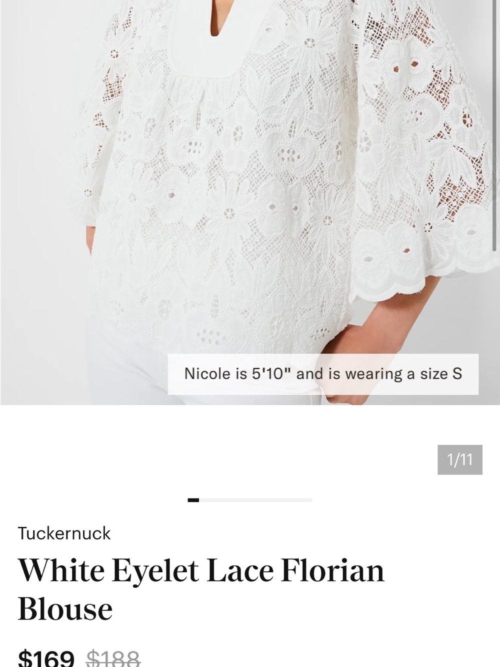 Tuckernuck White Crochet Lace Blouse with Split V-Neck - Picture 6 of 6